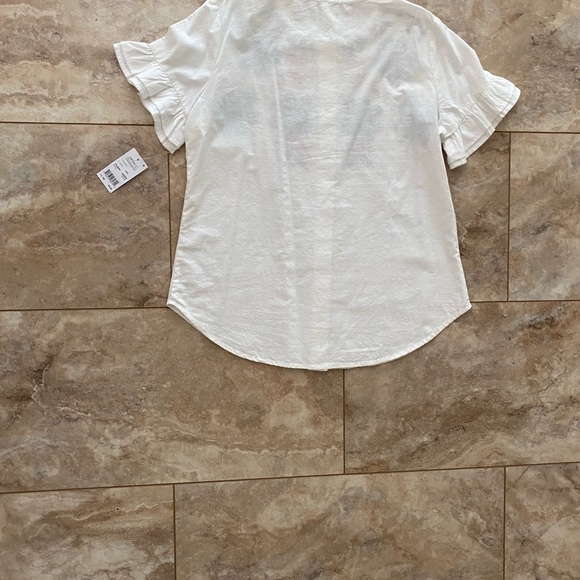 NWT NY Collection Embroidered Ruffle Sleeve Top - Picture 3 of 3